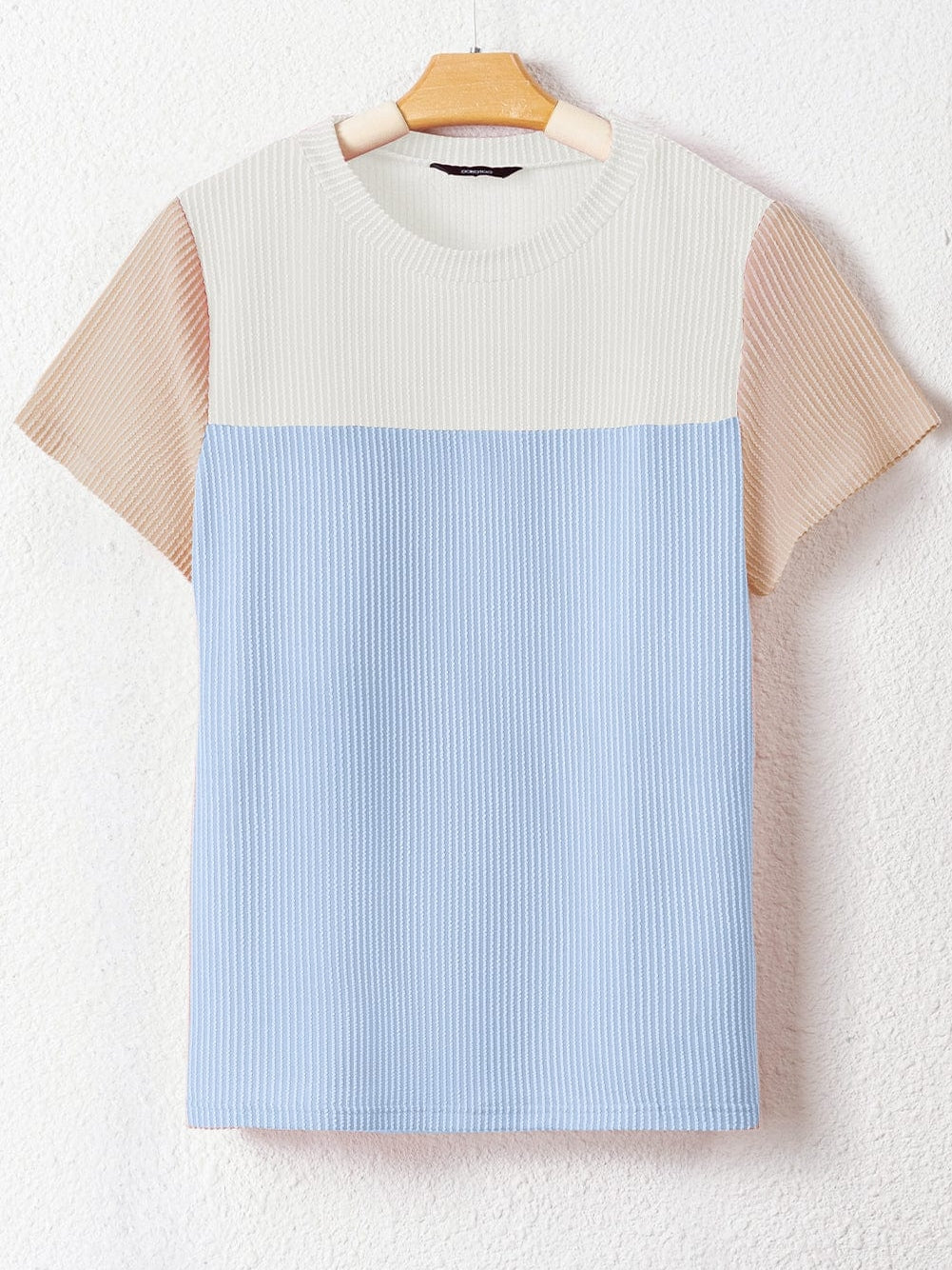 Versatile Colorblock Ribbed Knit Tee