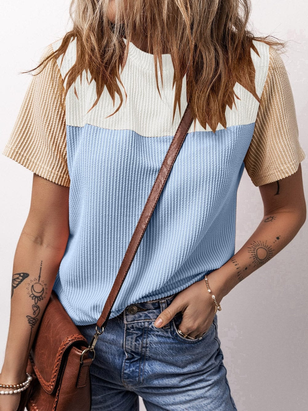 Summer Knit Color Block Tee