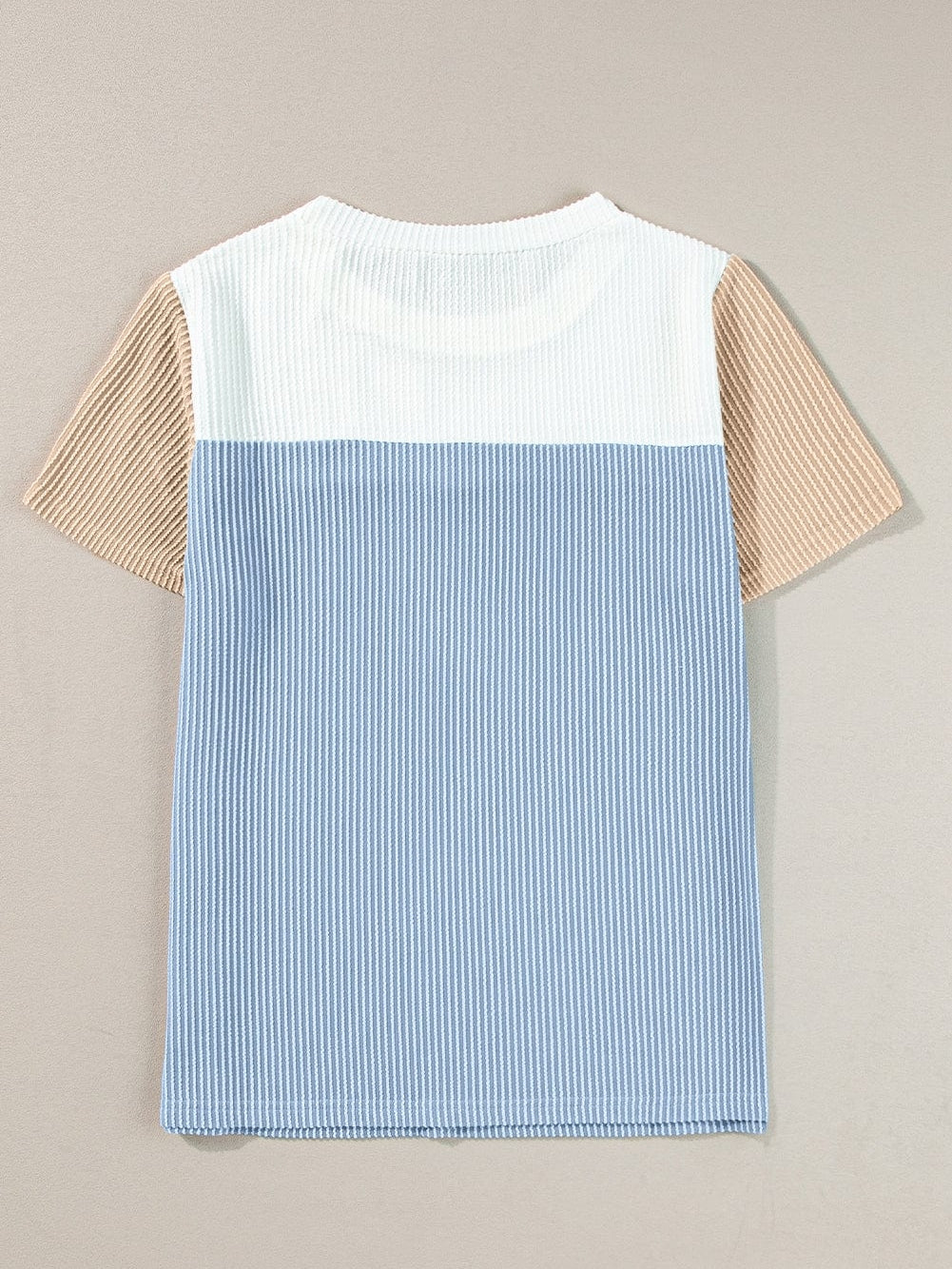 Versatile Colorblock Ribbed Knit Tee