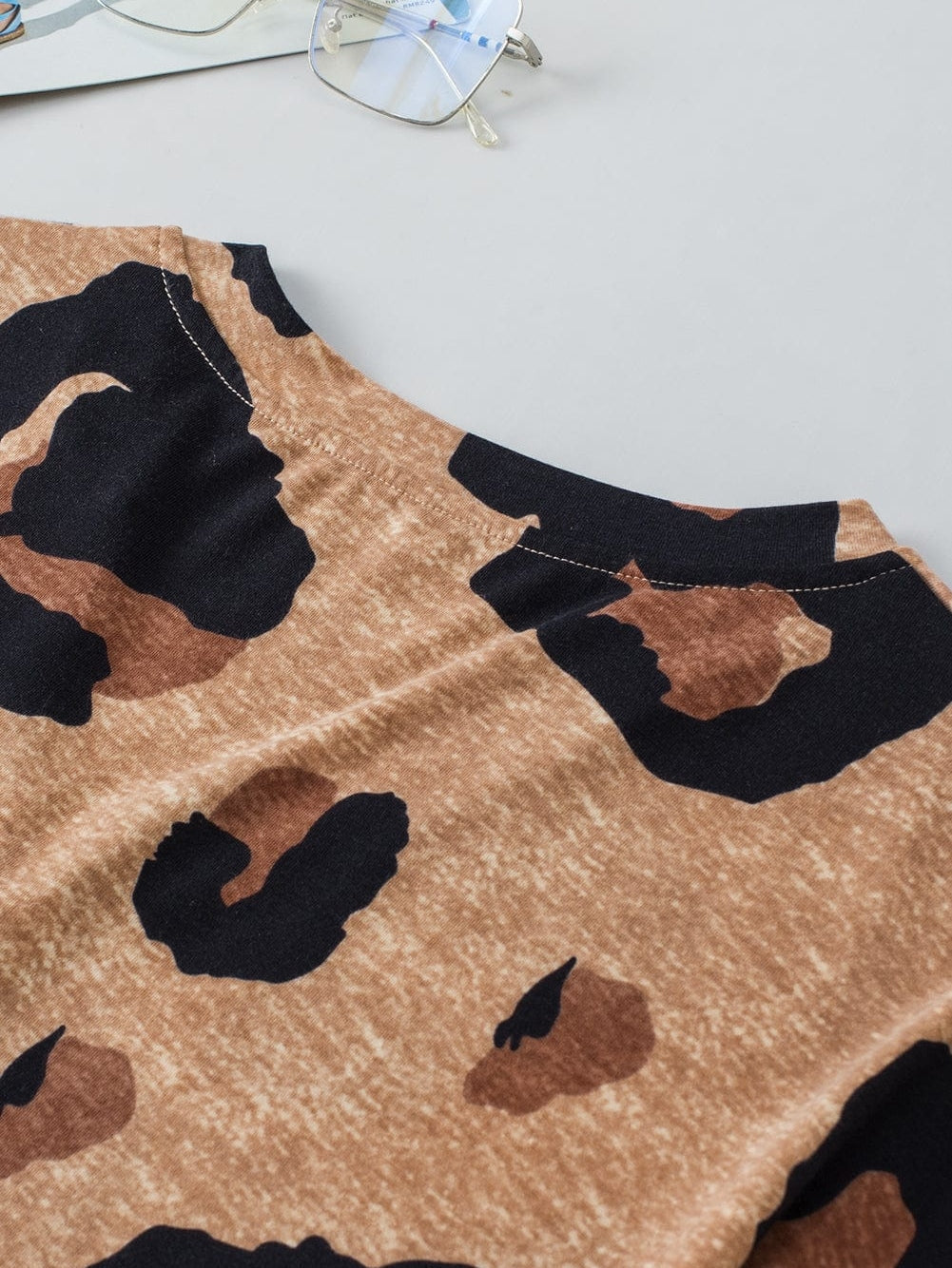 V-Neck Leopard Print Summer Tee