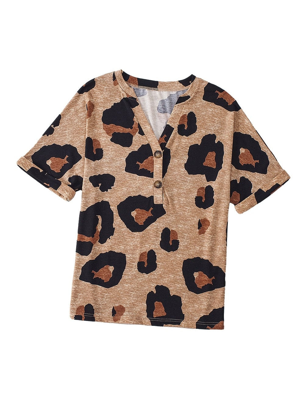 V-Neck Leopard Print Summer Tee