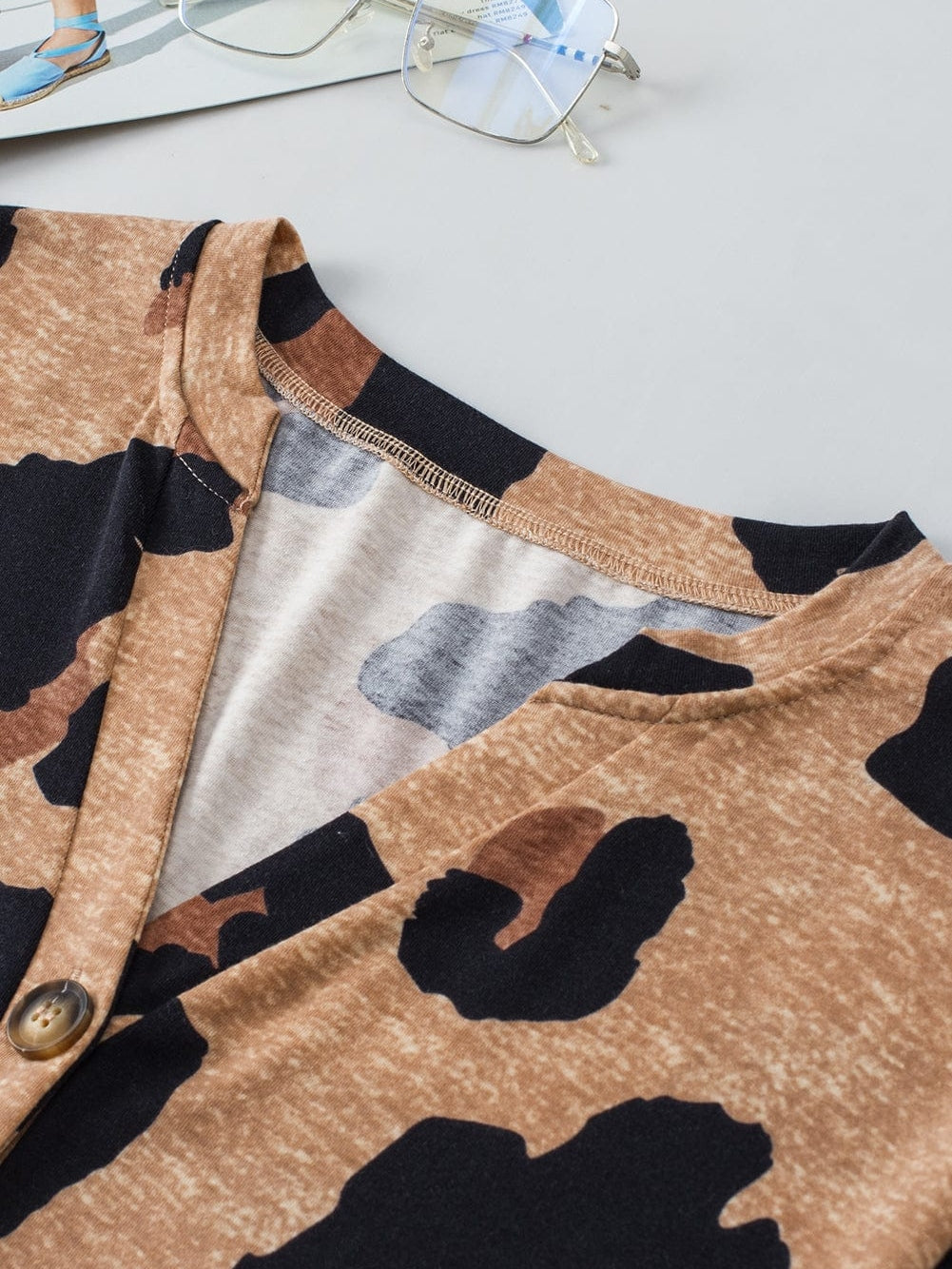 V-Neck Leopard Print Summer Tee