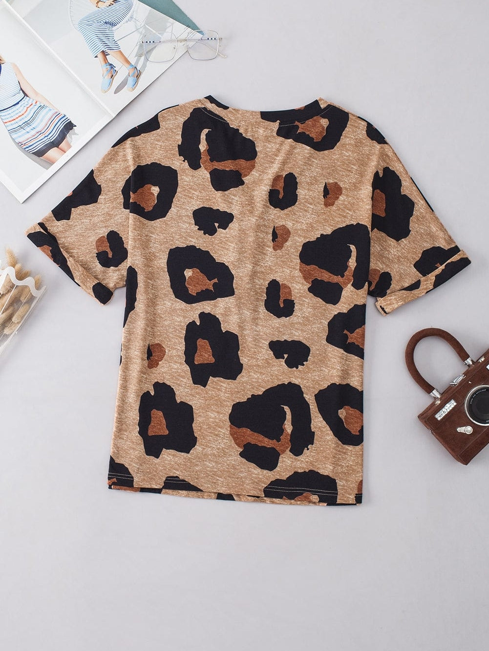 V-Neck Leopard Print Summer Tee