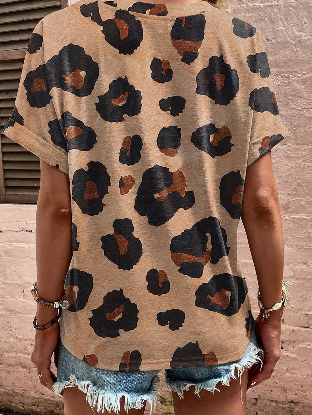 V-Neck Leopard Print Summer Tee