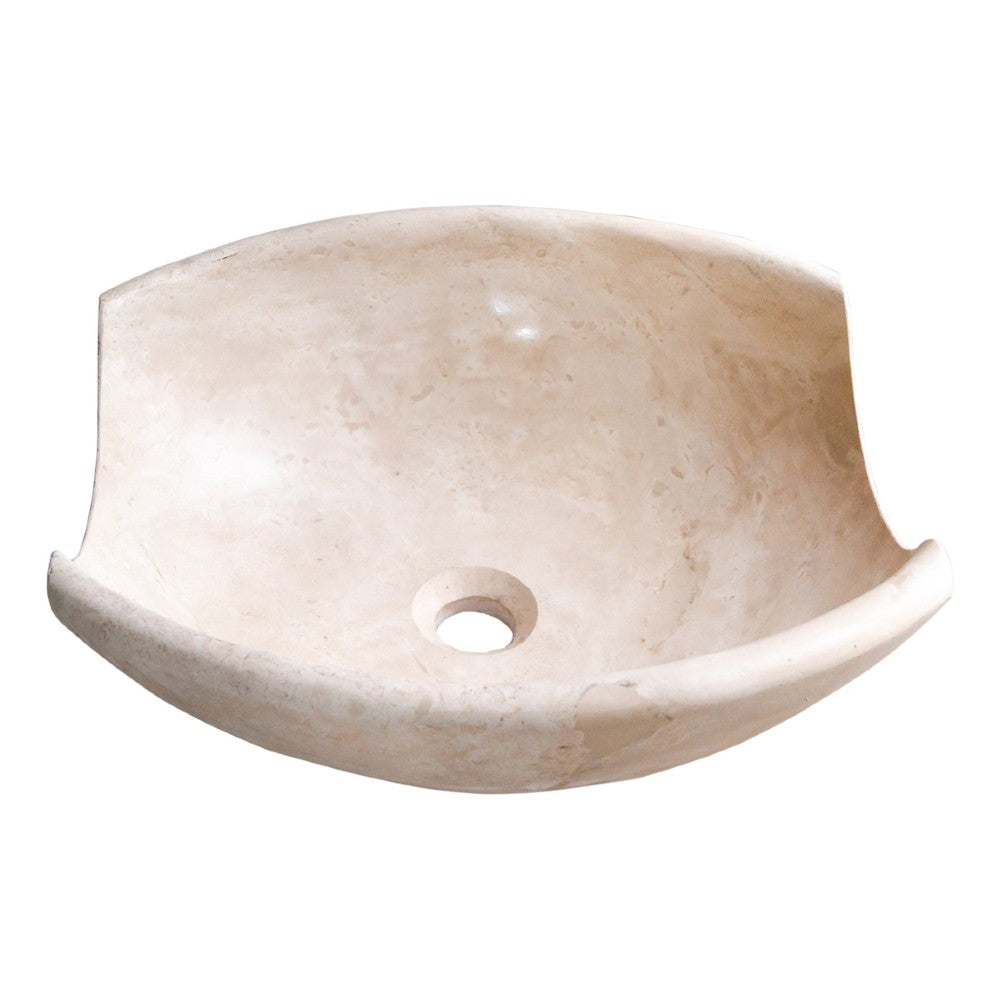 Light Beige Travertine Natural Stone Special Bowl Vessel Sink   (W)16