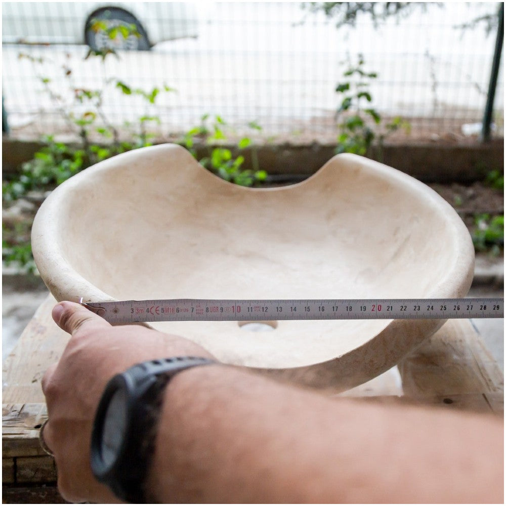 Light Beige Travertine Natural Stone Special Bowl Vessel Sink   (W)16