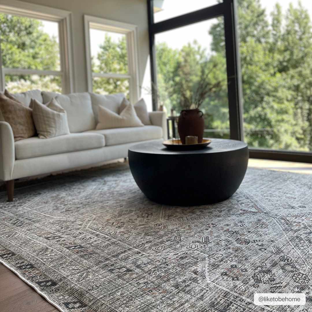 Alfombra lavable de pelo plano beige Barny