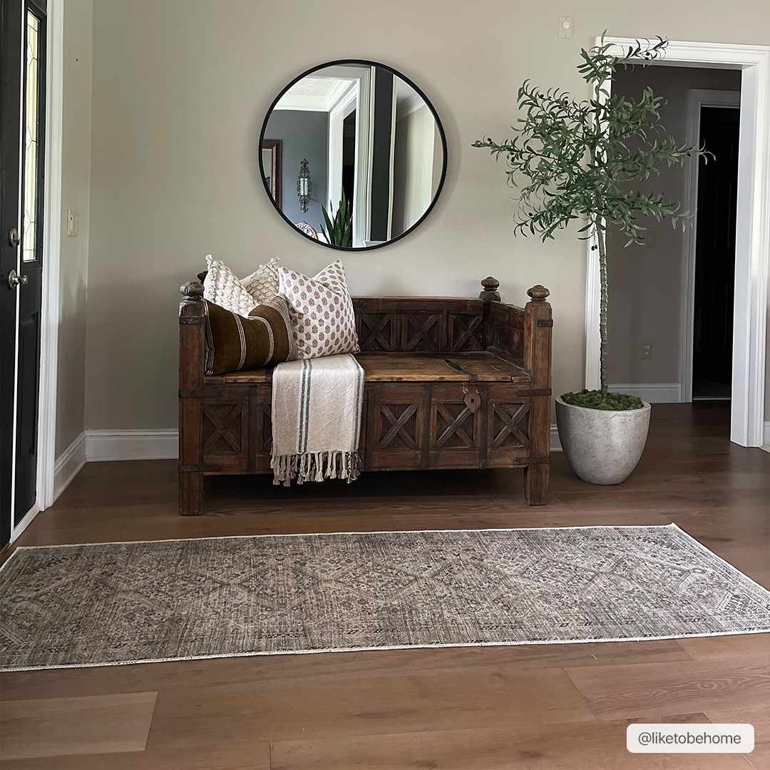 Alfombra lavable de pelo plano beige Barny