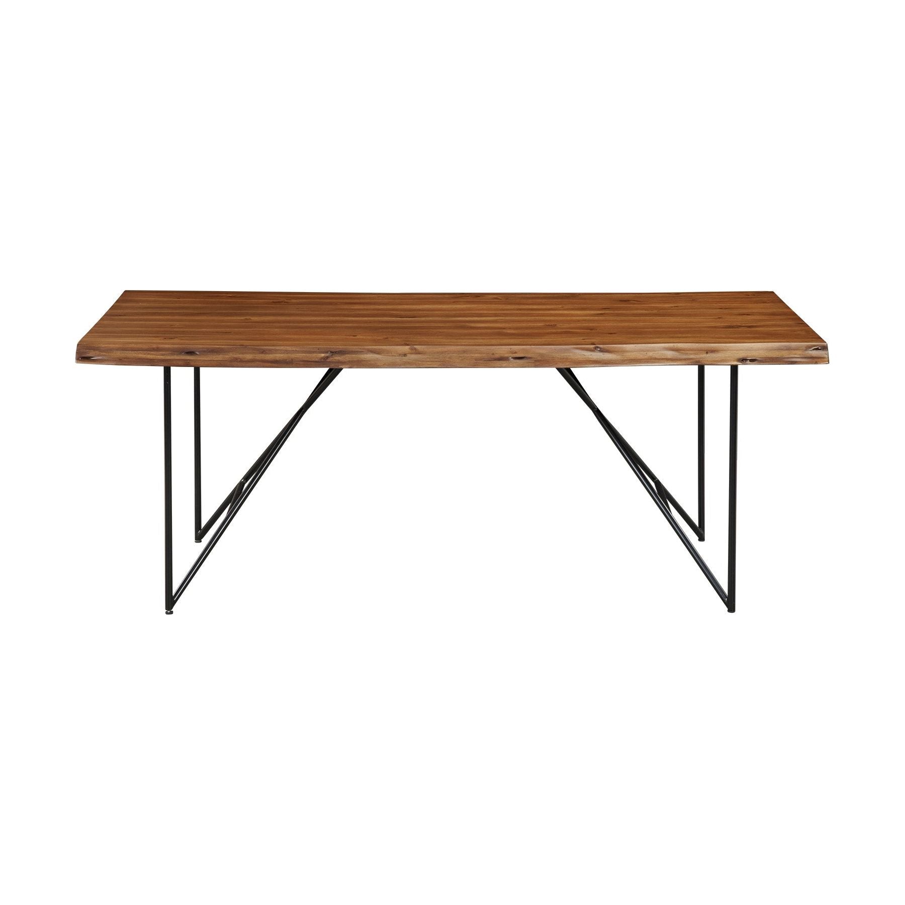 Mesa de comedor con borde natural, nogal claro