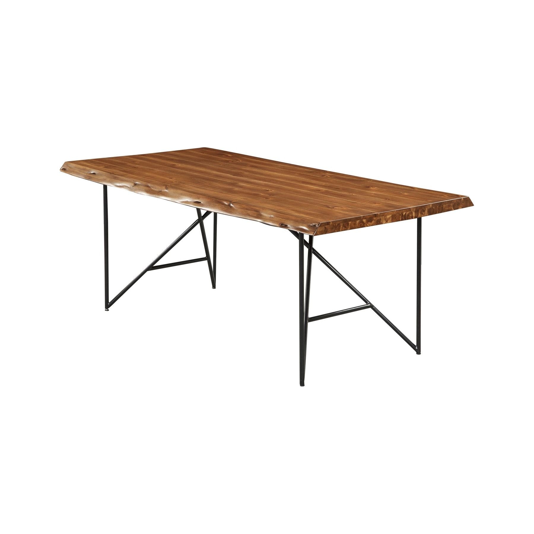Mesa de comedor con borde natural, nogal claro