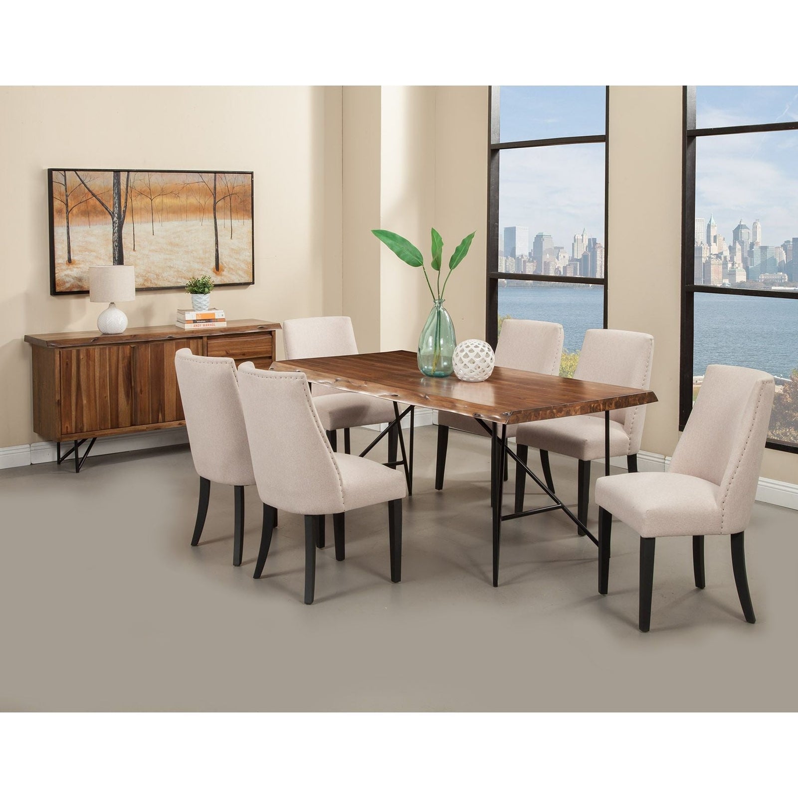 Sillas Parson con borde vivo, color crema y negro