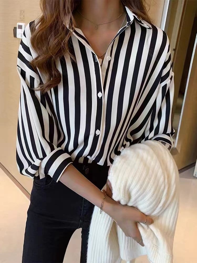 Versatile Striped Button-Up Shirt