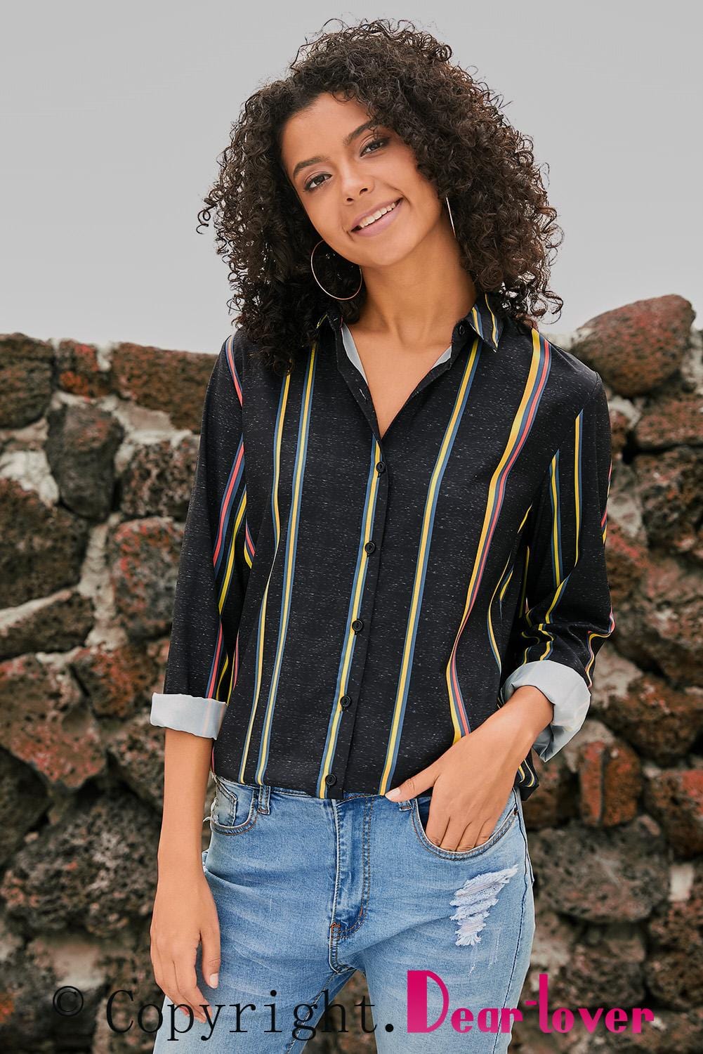 Versatile Striped Button-Up Shirt