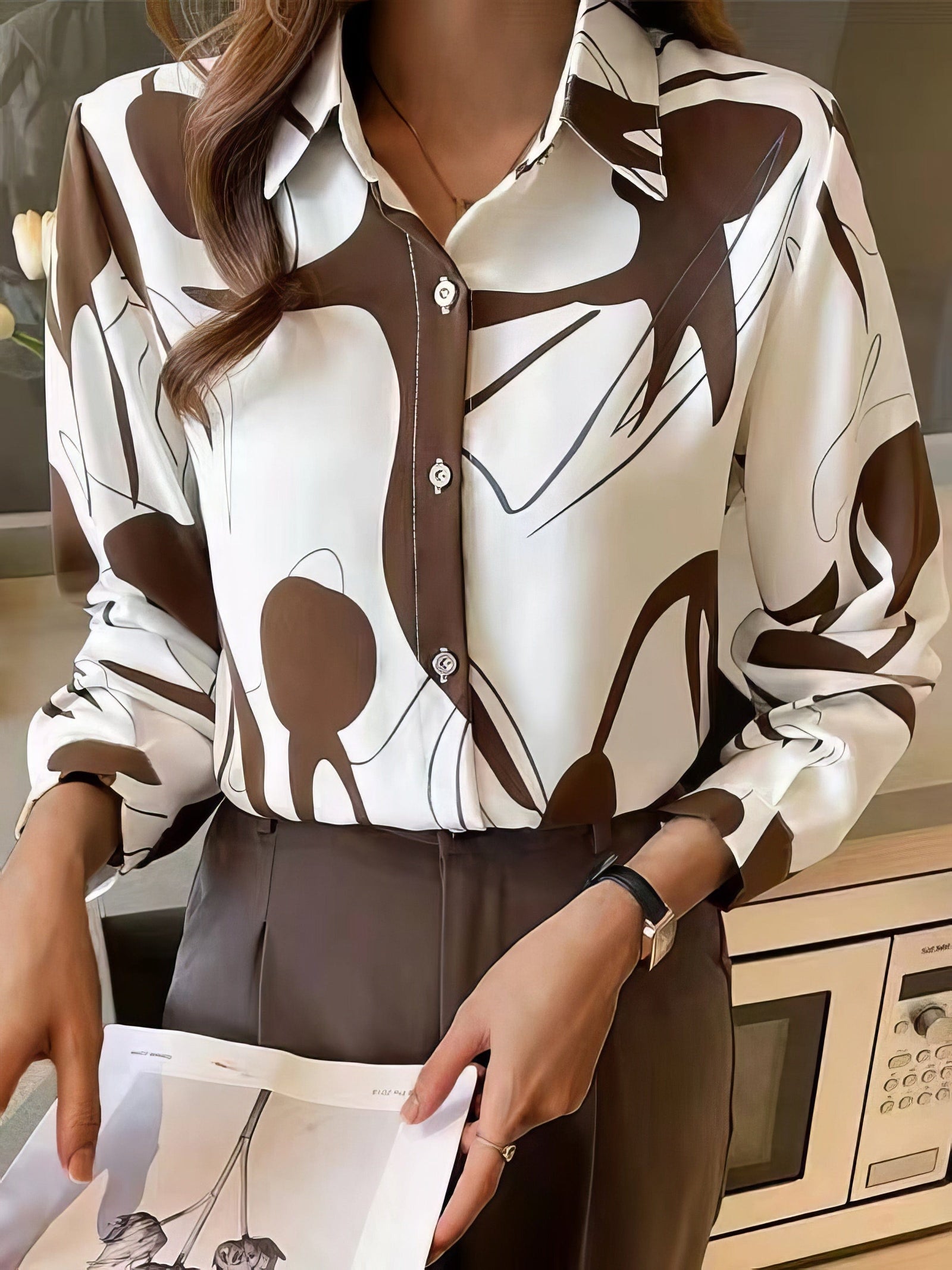 Work-Appropriate Printed Blouse