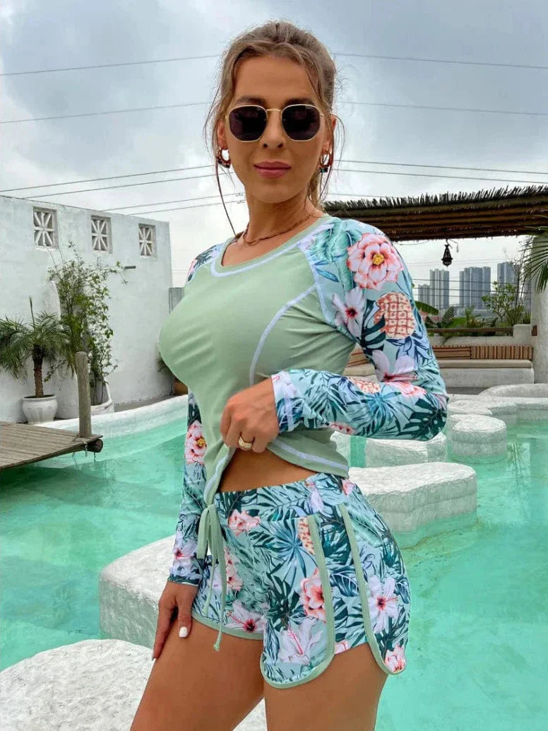 Long Sleeve UV Protective Swimwear Set