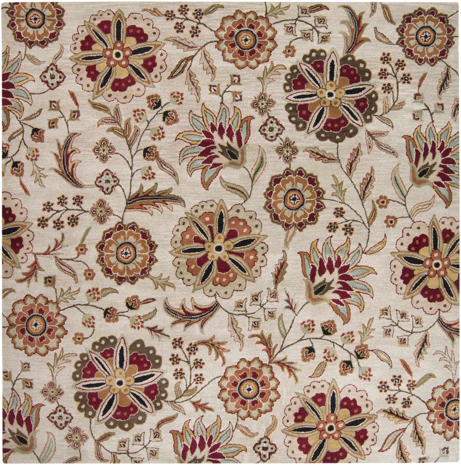 Longford Beige Floral Wool Carpet