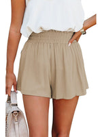 Loose-Fit High Waist Ruffle Wide-Leg Cotton Shorts In Various Colors
