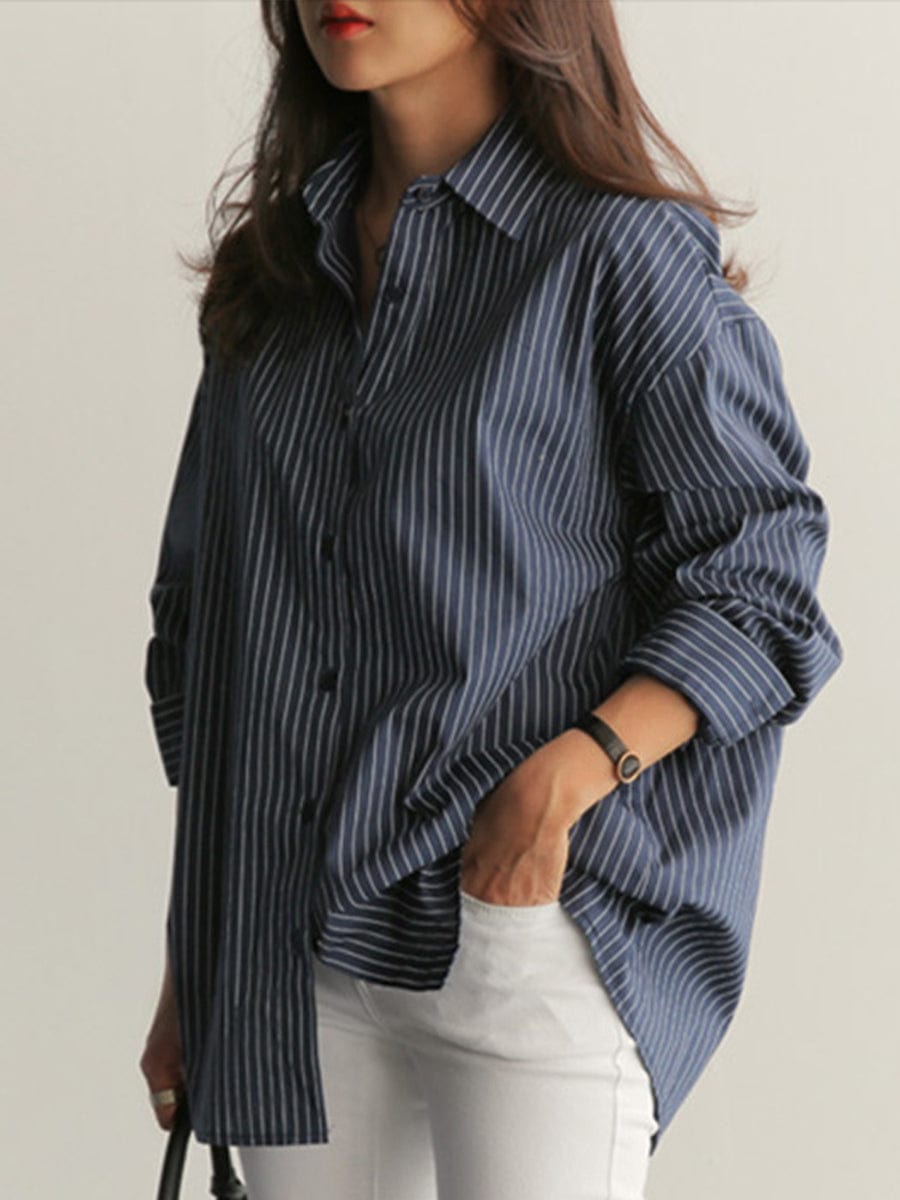 Long Sleeve Striped Blouse