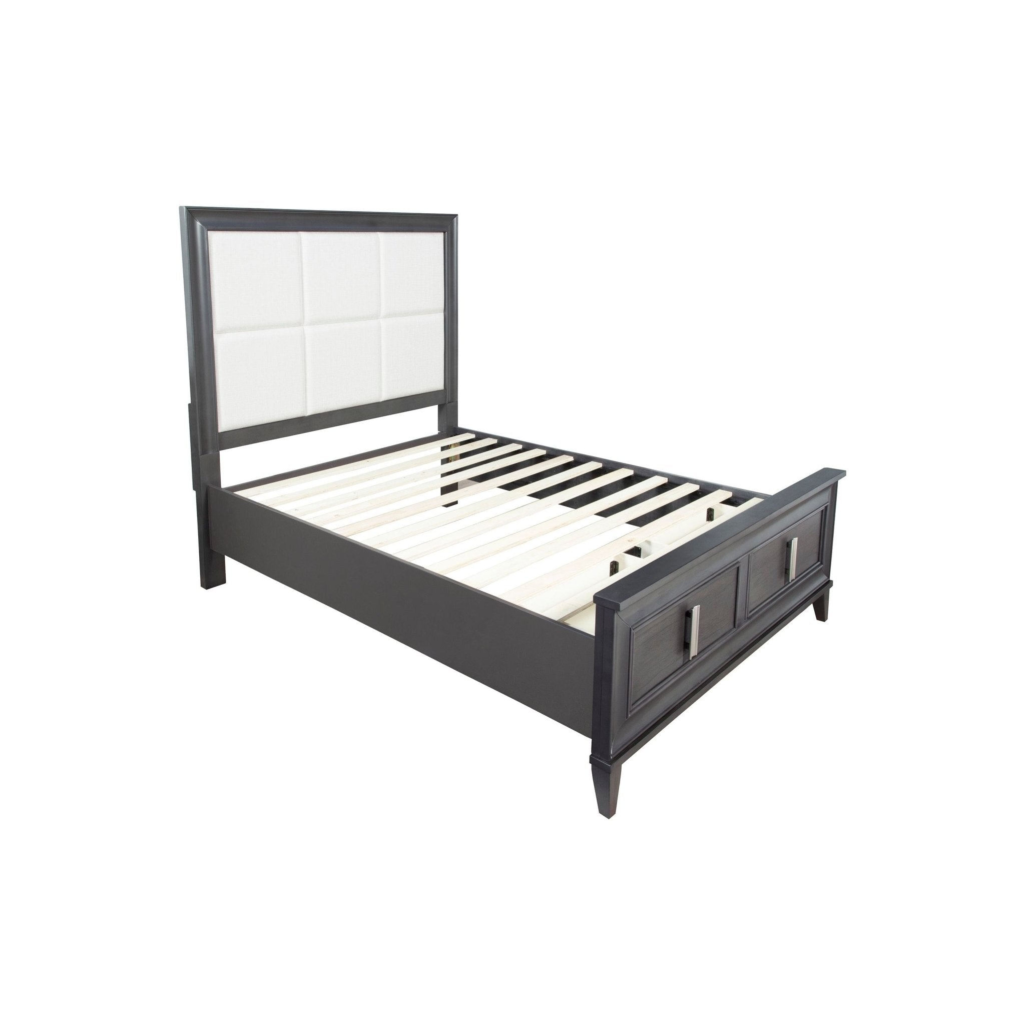 Cama con almacenaje Lorraine, gris oscuro