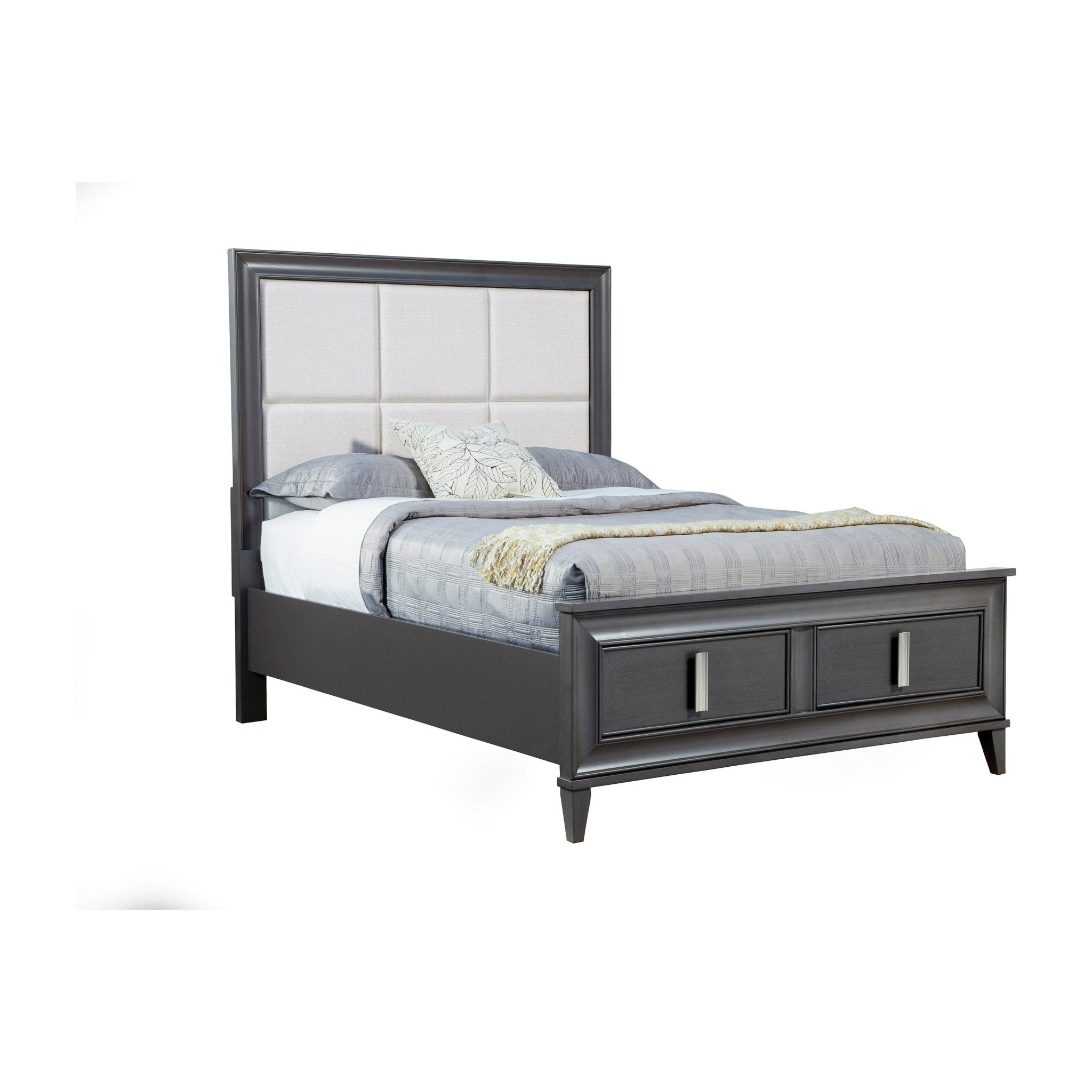 Cama con almacenaje Lorraine, gris oscuro