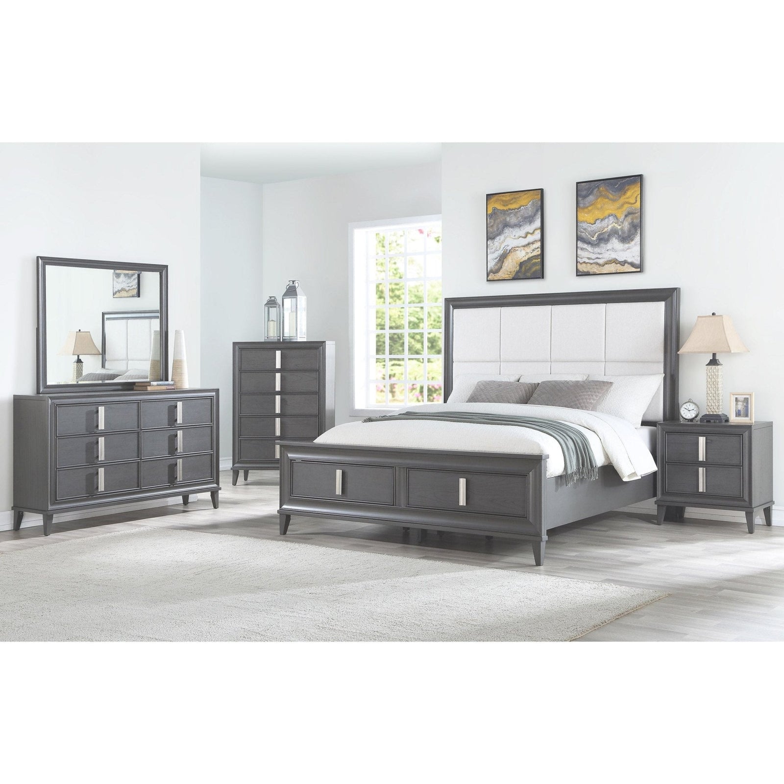 Cama con almacenaje Lorraine, gris oscuro