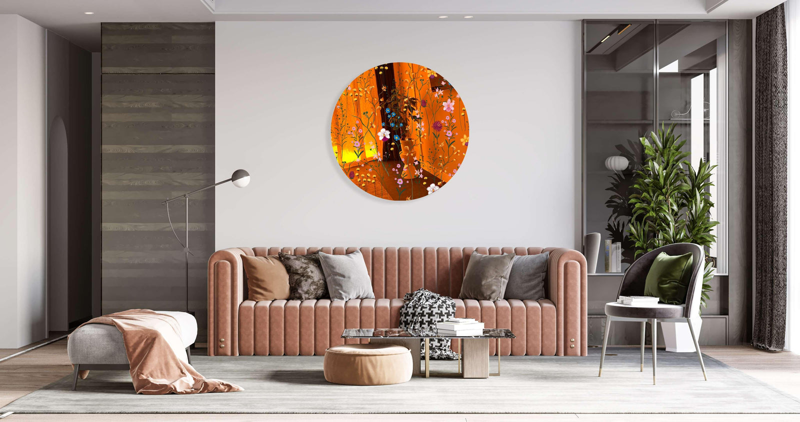Lovely Field Flowers Printed Mirror Acrylic Circles