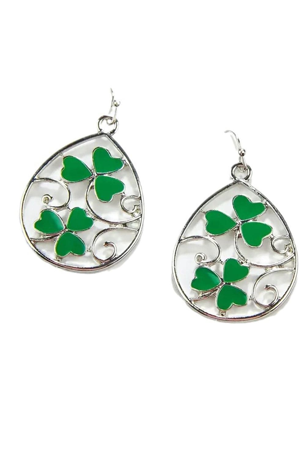 Luck Charmed Silvery St. Patrick Clover Dangle Earrings