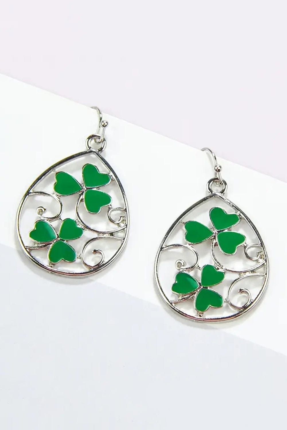 Luck Charmed Silvery St. Patrick Clover Dangle Earrings
