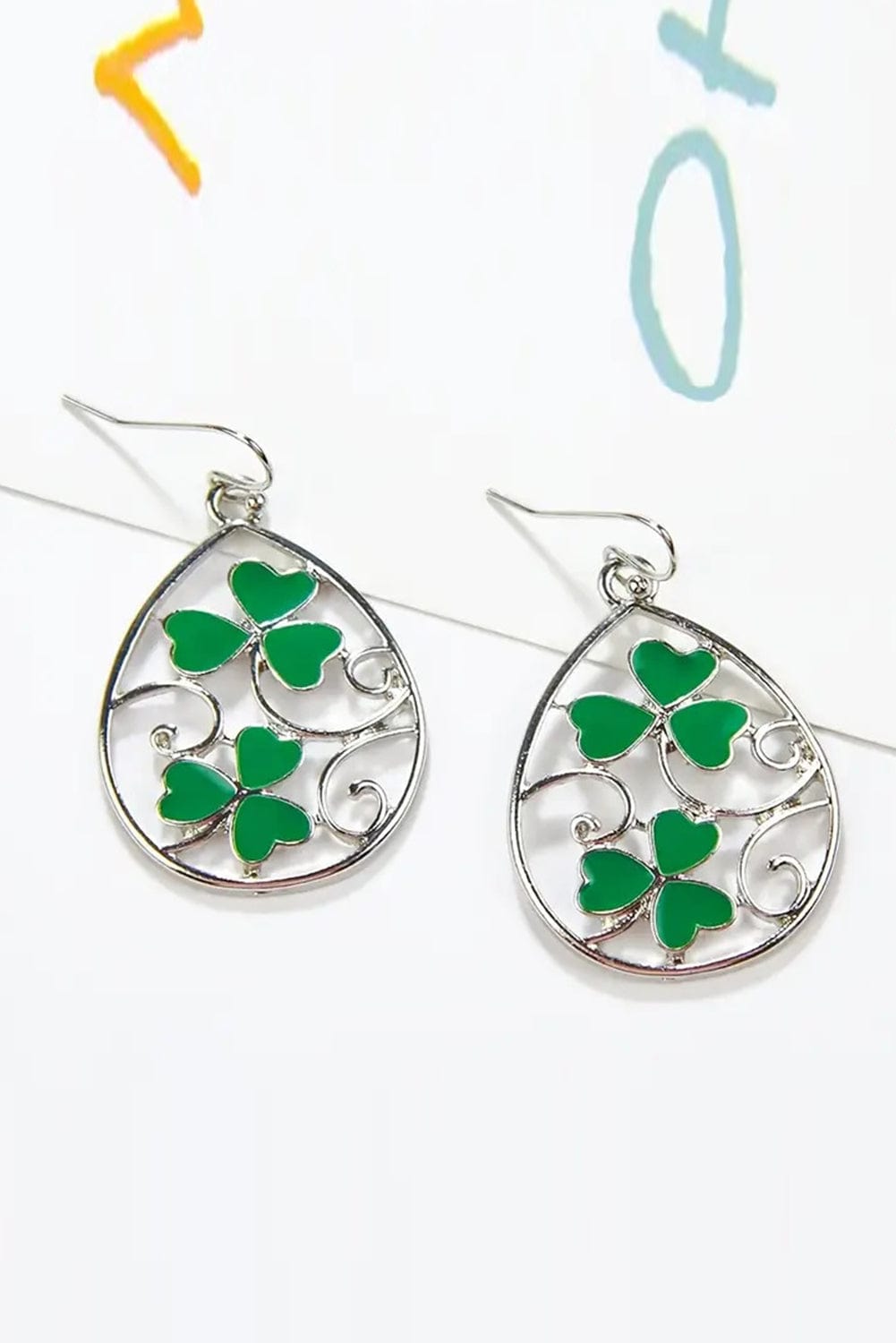 Luck Charmed Silvery St. Patrick Clover Dangle Earrings