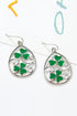 Luck Charmed Silvery St. Patrick Clover Dangle Earrings