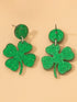 Lucky Charm Blackish Green Shamrock Stud Earrings
