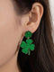 Lucky Charm Blackish Green Shamrock Stud Earrings