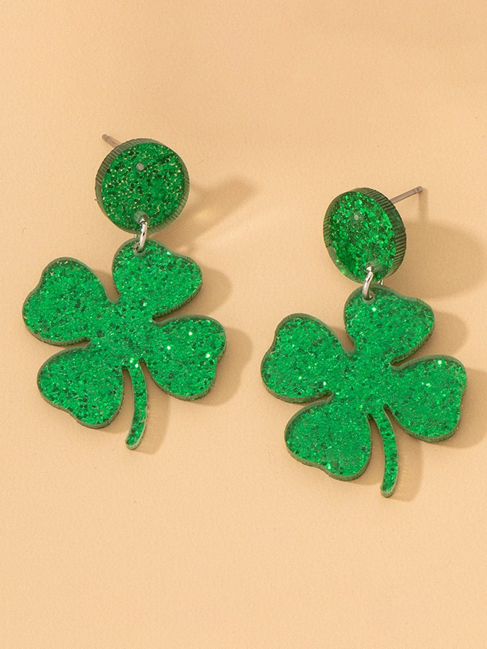 Lucky Charm Blackish Green Shamrock Stud Earrings