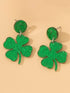 Lucky Charm Blackish Green Shamrock Stud Earrings