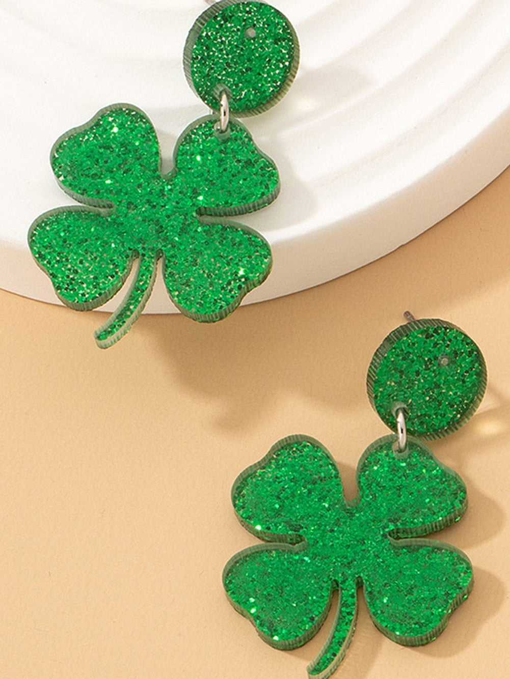 Lucky Charm Blackish Green Shamrock Stud Earrings