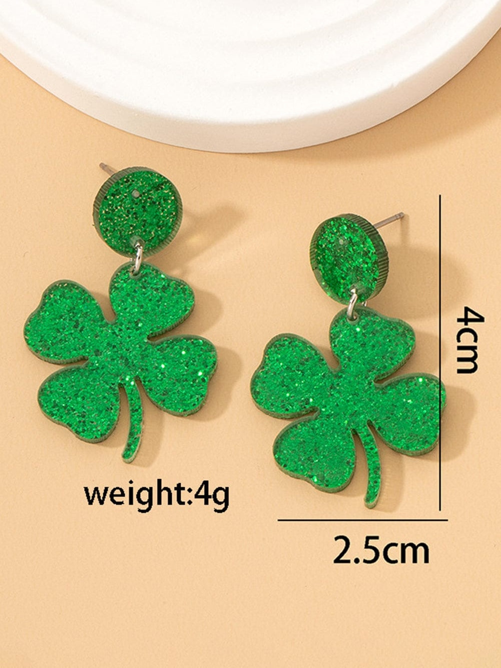 Lucky Charm Blackish Green Shamrock Stud Earrings