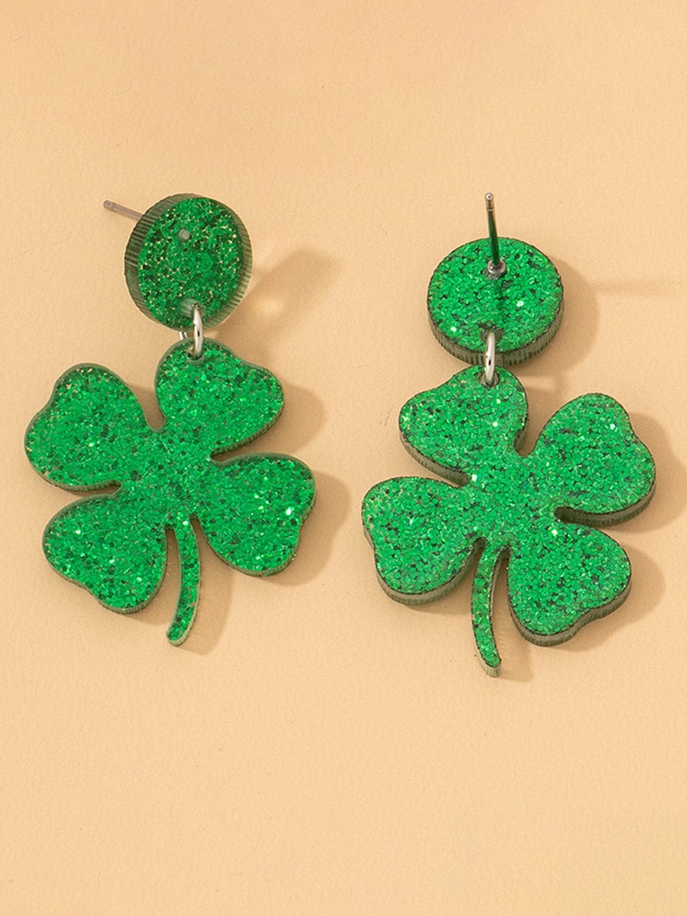 Lucky Charm Blackish Green Shamrock Stud Earrings