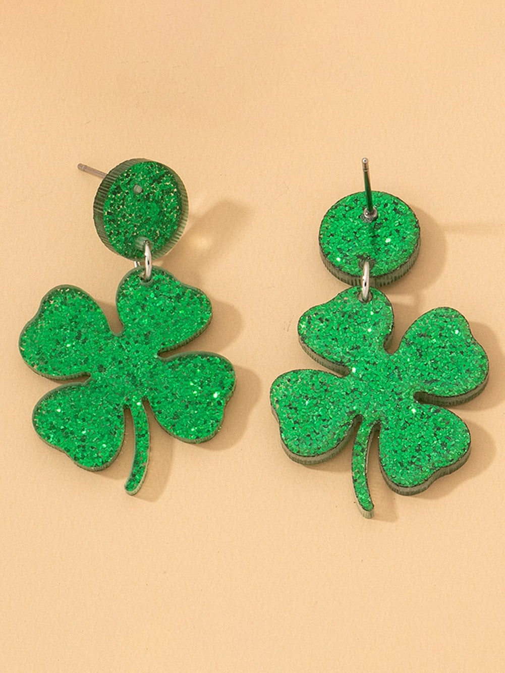 Lucky Charm Blackish Green Shamrock Stud Earrings