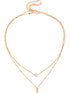Luxurious Double-Layered Gold Rhinestone Pendant Necklace