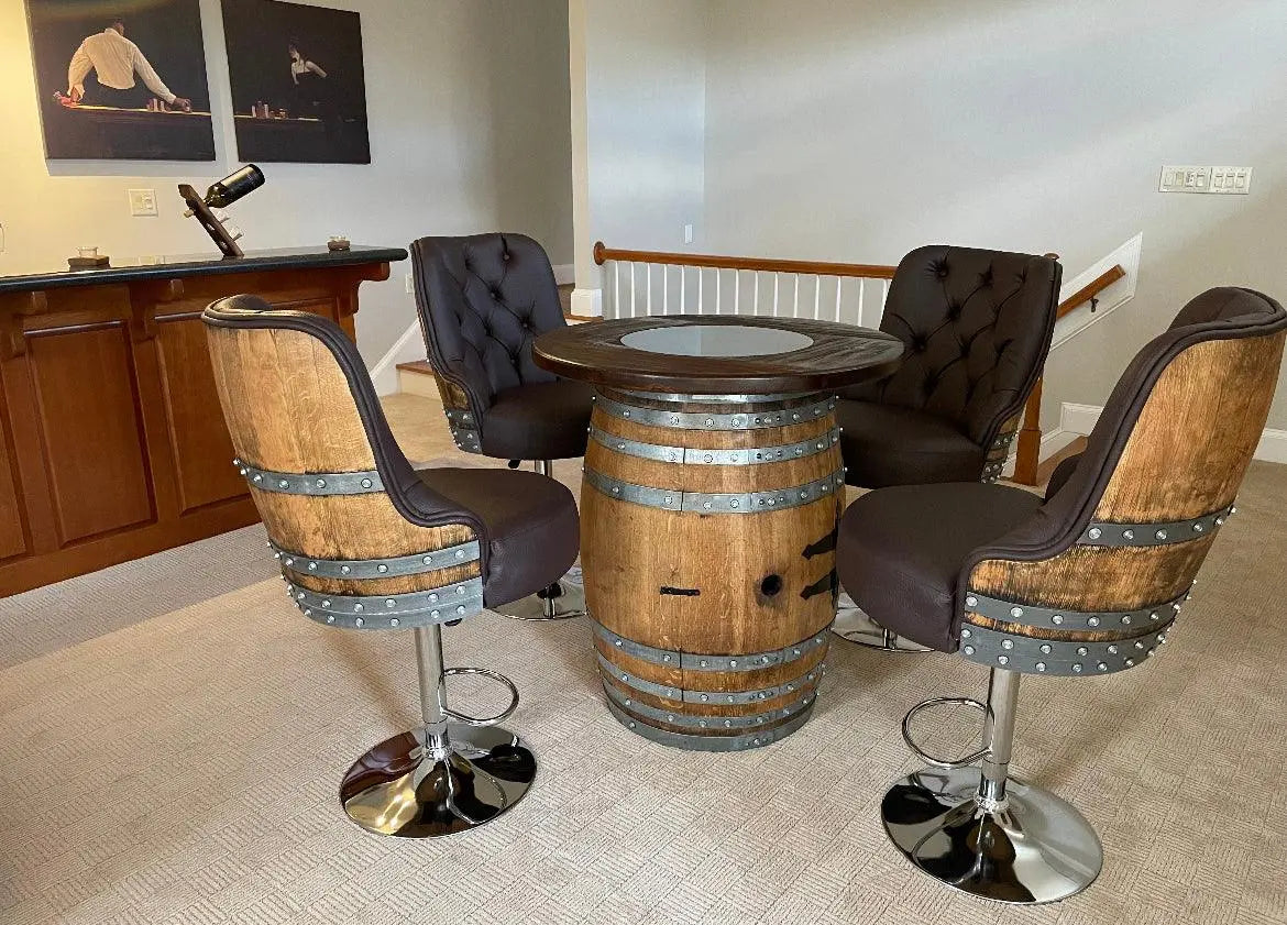 Juego de bar de lujo con mesa de bar y taburetes de bar - Muebles de bar multiusos para vino y whisky