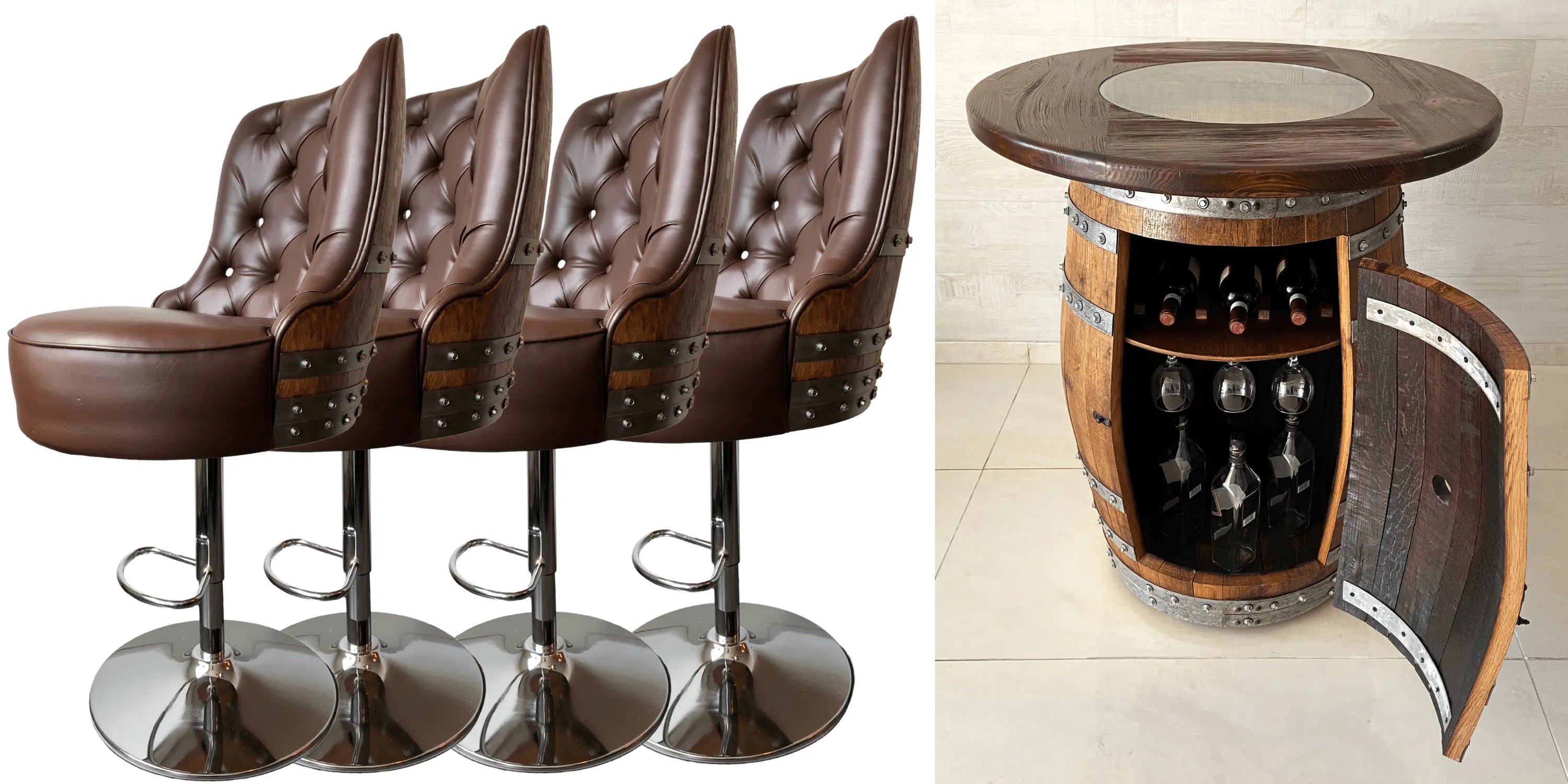 Juego de bar de lujo con mesa de bar y taburetes de bar - Muebles de bar multiusos para vino y whisky