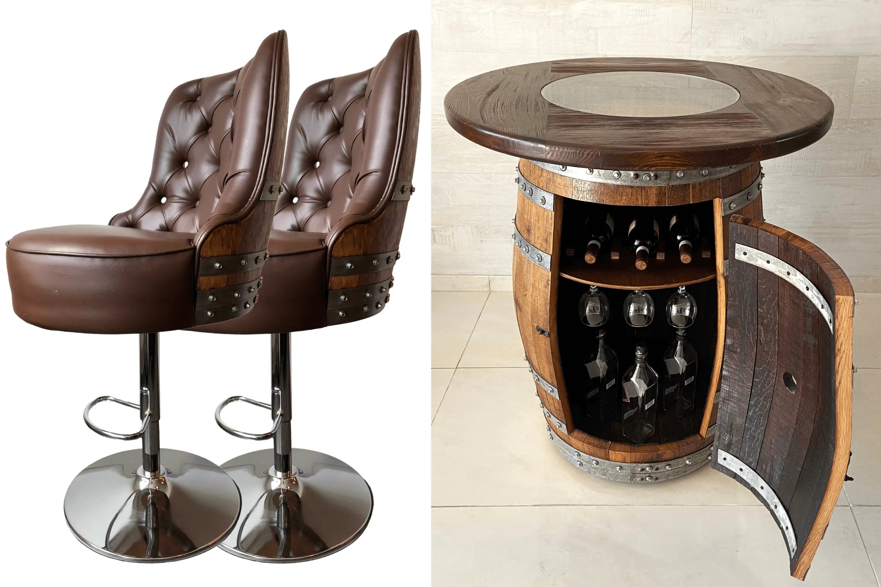 Juego de bar de lujo con mesa de bar y taburetes de bar - Muebles de bar multiusos para vino y whisky