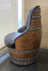 Silla de lujo Captain Barrel, hecha a mano, con compartimentos ocultos para vino y whisky, tapizada con espuma viscoelástica y ruedas móviles.