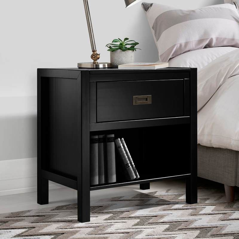 Mesita de noche contemporánea moderna de madera maciza Lydia