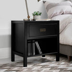 Mesita de noche contemporánea moderna de madera maciza Lydia