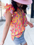 Printed Ruffle Blouse