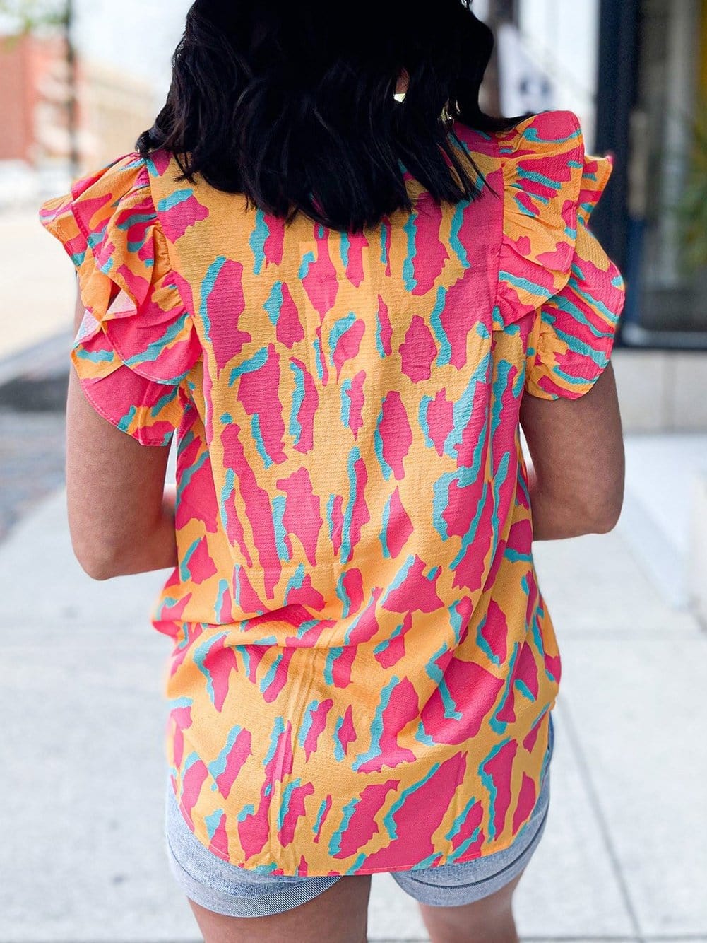Printed Ruffle Blouse