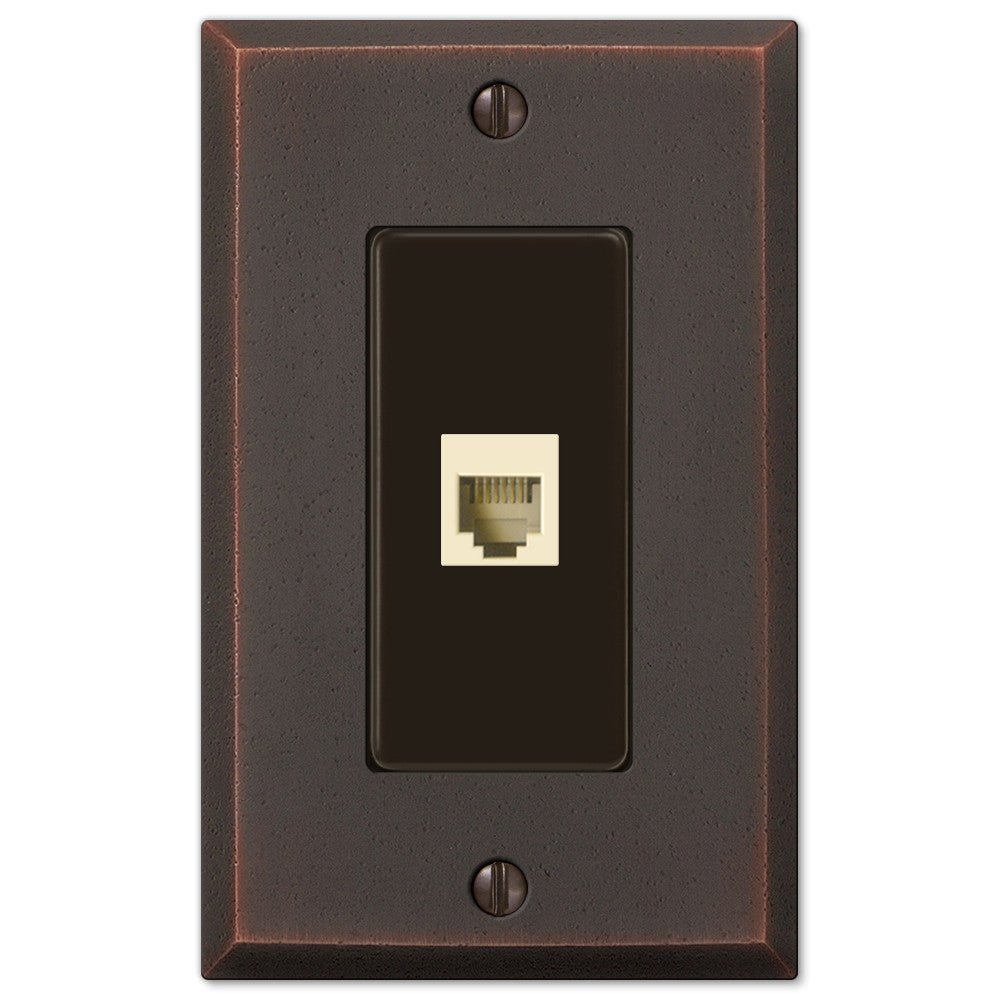 Placa de pared con 1 toma de teléfono de bronce envejecido de Manhattan