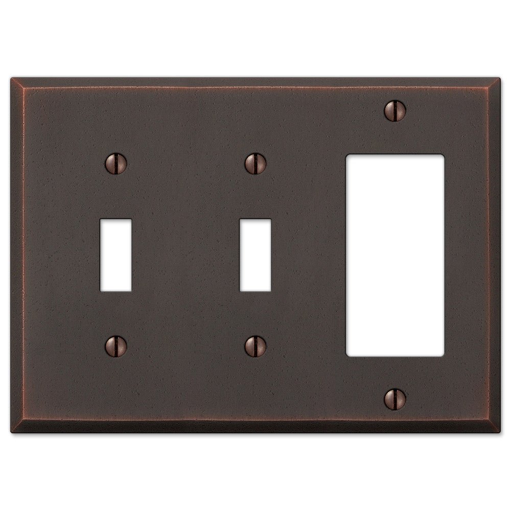 Placa de pared de bronce envejecido fundido Manhattan con 2 palancas y 1 balancín