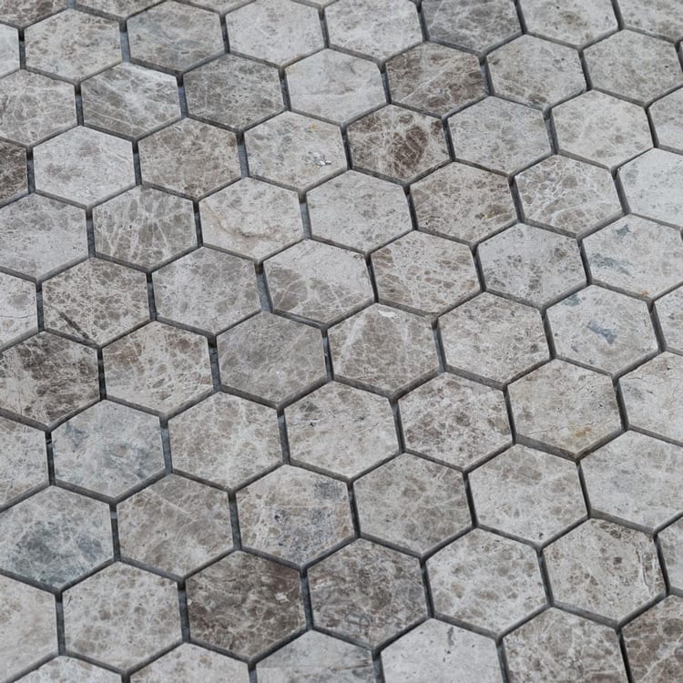 Silver Emperador Marble Hexagon 2